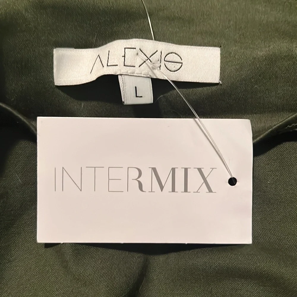Alexis Kiera Poplin Wrap Top. Olive/Army. Size Large. Intermix - Picture 9 of 13